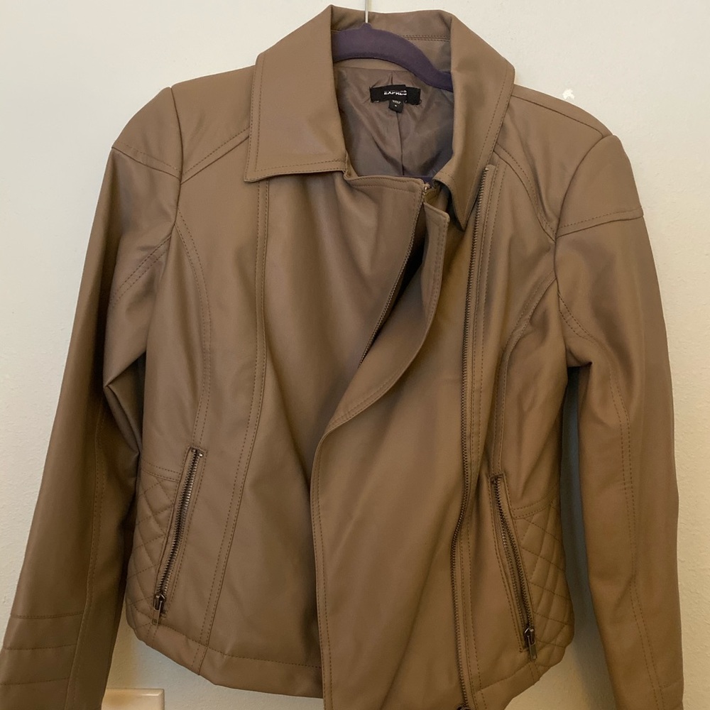 Express faux leather jacket, tan, size 6